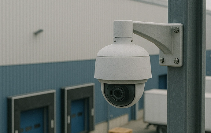 extérieur d'usine sous vidéosurveillance